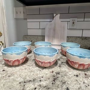 Fitz and Floyd “Flourish” Pattern Bowls - Set‎ Of 6 (Rare-Discontinued Pattern)